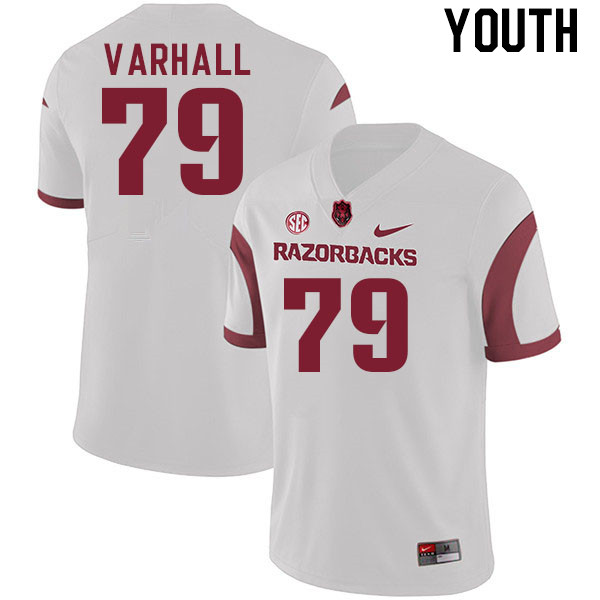 Youth #79 Tommy Varhall Arkansas Razorback College Football Jerseys Stitched Sale-White - Click Image to Close